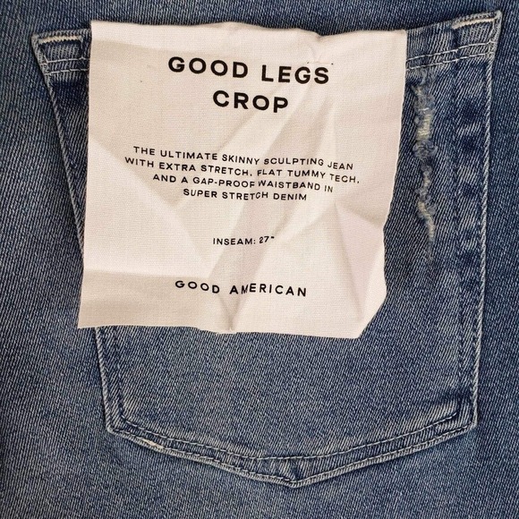 Good American Good Legs Crop Women's Size 6 Medium Wash Skinny Distressed New - Picture 10 of 14